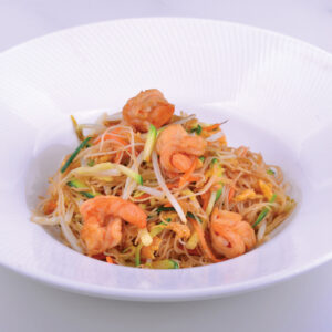 159/ SPAGHETTI DI RISO CON GAMBERI  E VERDURE